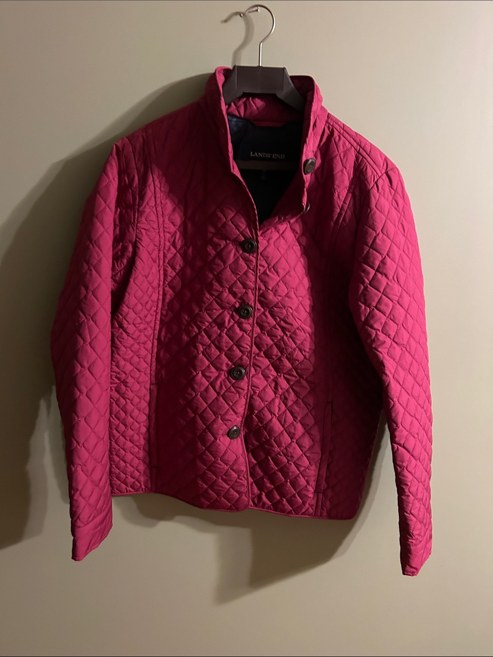 Lands' End Quilted Hot Pink Puffer Jacket